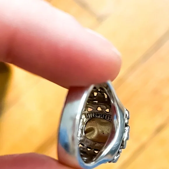 Antique 14k ESPO Yellow Gold Sterling Silver Ring 925 Joe Esposito Size 7-7.5 - Picture 4 of 5